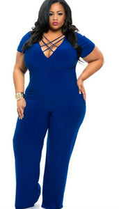 Summer Elegant Plus Size V-neck Jumpsuit