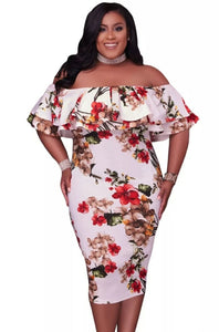 Lelanie Curvaceous Floral Ruffle Dress