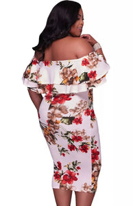 Lelanie Curvaceous Floral Ruffle Dress
