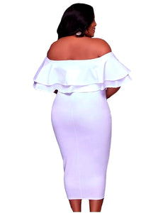 Lelanie Curvaceous Ruffles Dress-White