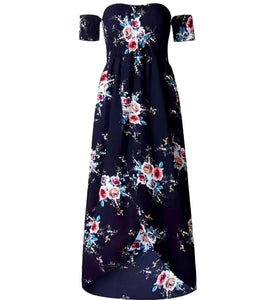 Boho Off Shoulder Floral Dress- Plus Size
