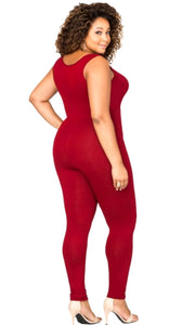 Diane V-Neck Bodycon Jumpsuit- Plus Size