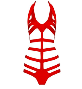 Bella Sexy One Piece Bandage Swim Suit-Red