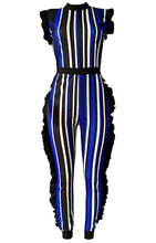 Janna Striped Ruffles Jumpsuit- Plus Size