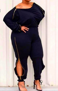 Ladii Off Shoulder Jumpsuit- Plus Size