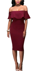 Summer Vintage Dress-Wine Red