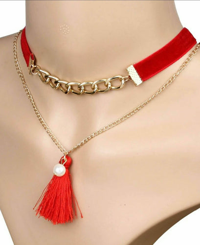 Bijoux Velvet Tassel Choker