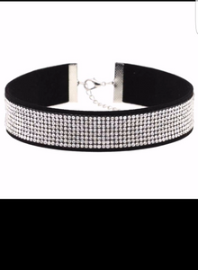Rhineston Leather Choker