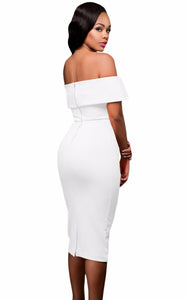 Thalia Off Shoulder Midi Dress-White