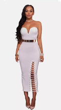 Diana Elegant Rivet Dress-White