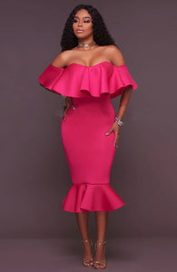 Melanie Off Shoulder Strapless Ruffles Dress