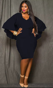 Desiree Plus Size Batwing Dress-Black