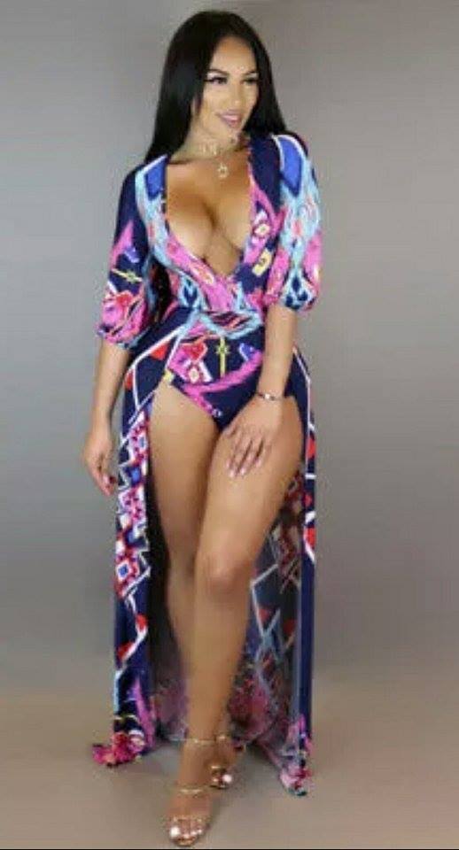 Elegant Print Bikini Beach Dress