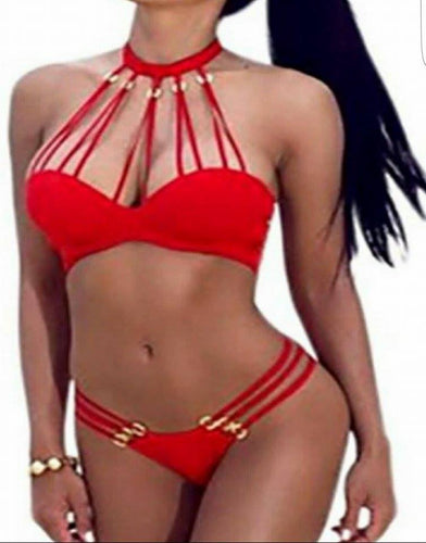 Lovely Two Piece Swimwear Set-Red
