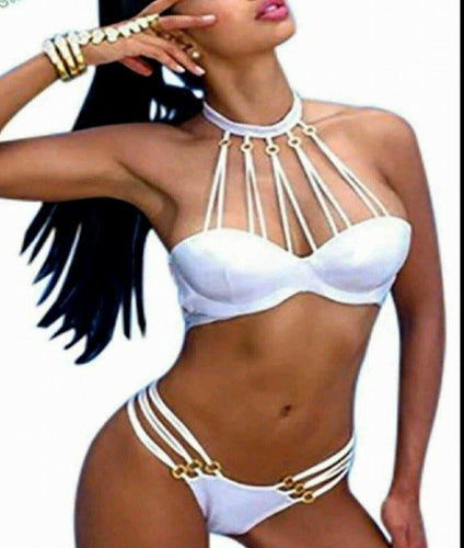 Lovely Two Piece Swimwear Set-White