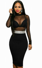 Autumn Sequined Mesh Dress-Black