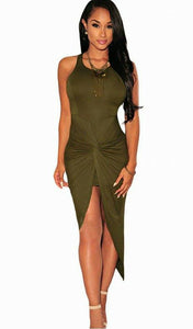 Chloe Vortex High Split Maxi Dress-Army Green
