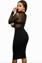 Autumn Sequined Mesh Dress-Black