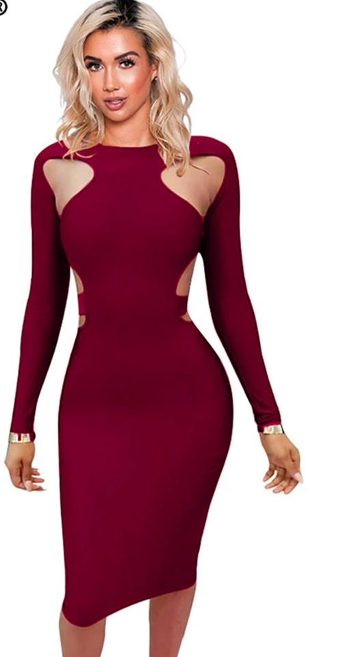 Chelsey Party Dress-Wine Red