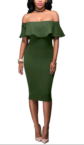 Summer Vintage Dress-Army Green
