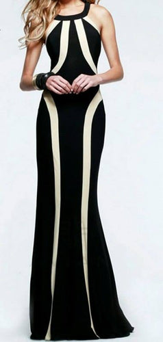 Vintage Stripes Halter Maxi Dress