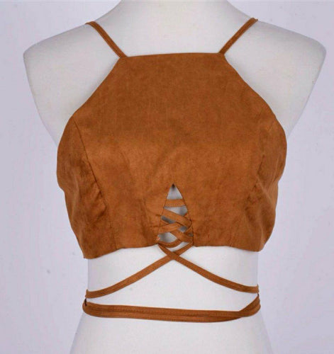 Joane Faux Leather Suede Tank Top